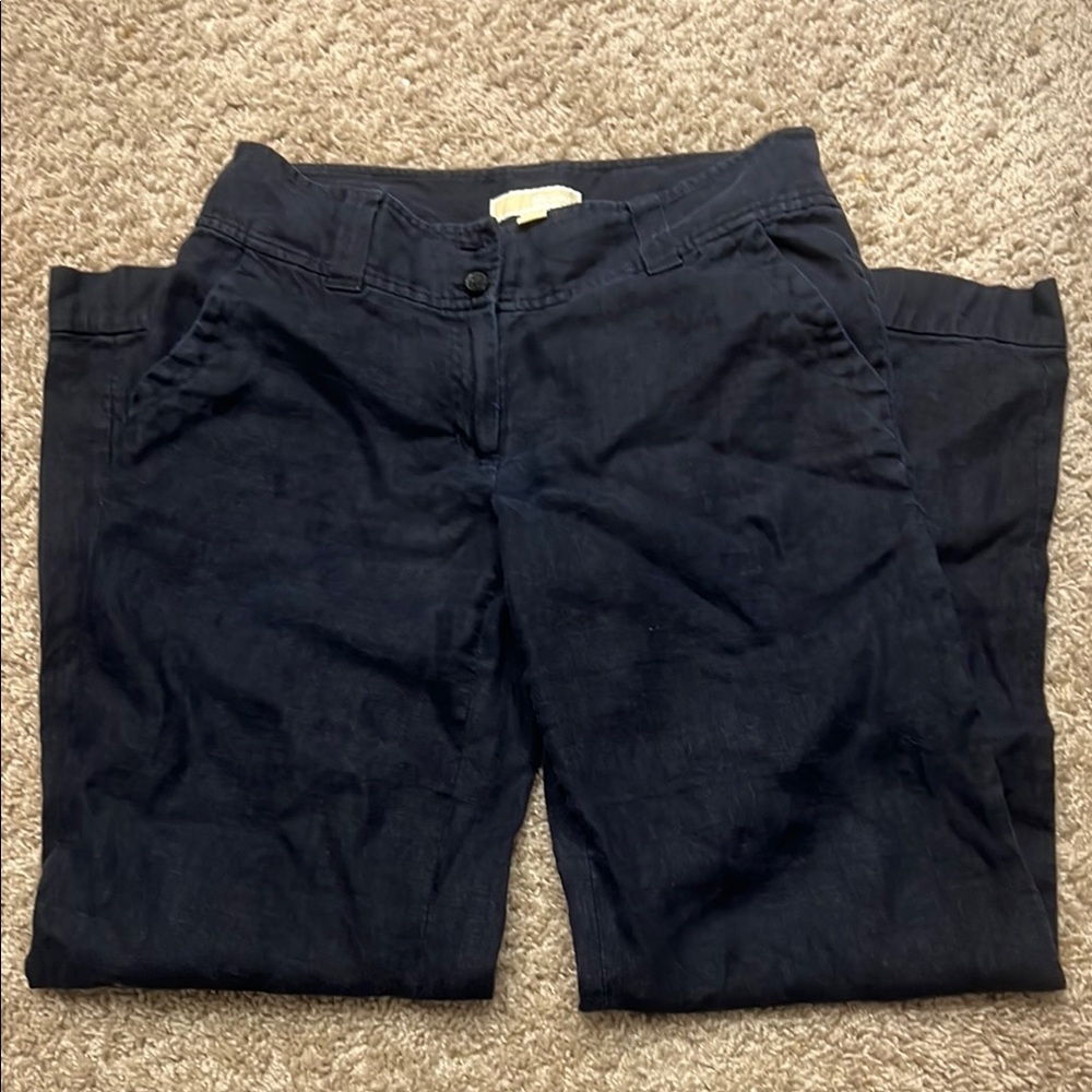 Michael Michael Kors Women's Navy Pants sz 8 100% Linen